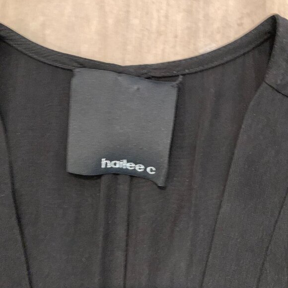 HAILEE C Black Tie Waist V Neck Short Sleeve Wide leg Jumpsuit S - Picture 11 of 12